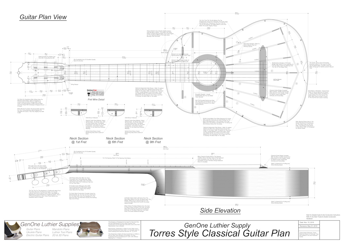 Classical Guitar Plans - Torres Bracing