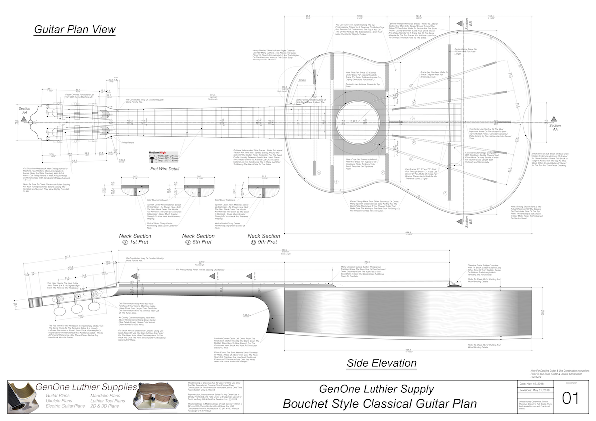 Classical Guitar Plans - Bouchet Bracing
