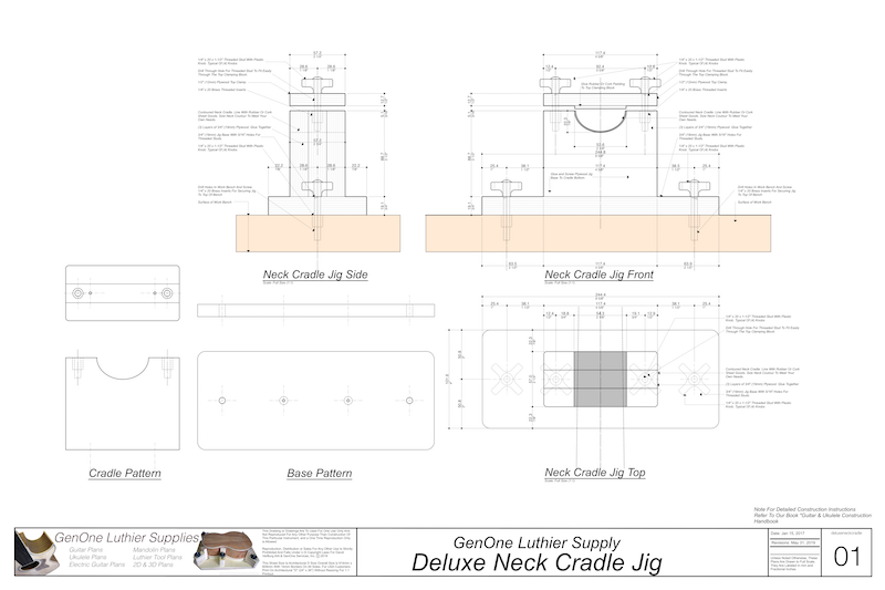 Deluxe Neck Cradle Plans, top, side and end views