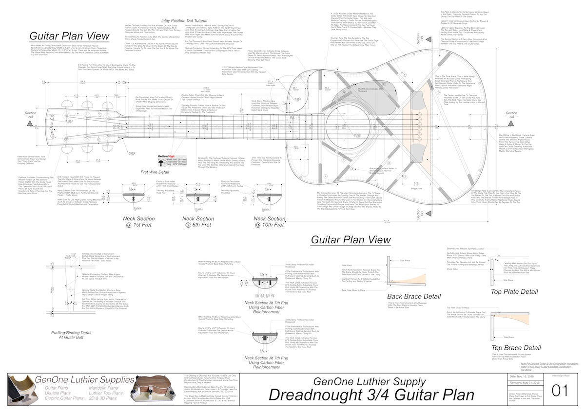 Dreadnought 3/4 Guitar Plans