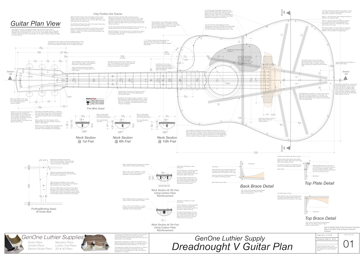 Dreadnought V Brace Guitar Plans