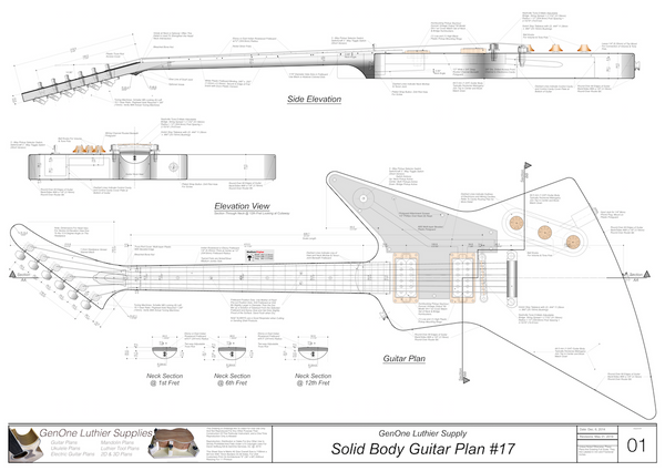 Solid Body Electric Guitar Plan #17 - GenOne Luthier Services