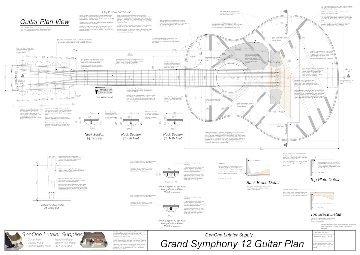 Dreadnought 12 String Guitar Plans GenOne Luthier Services