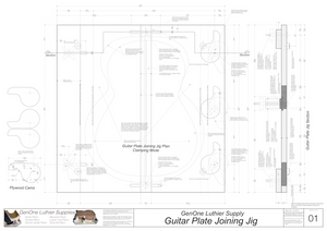 Plate Joining Jig Plans - Guitar Assembled jig top and side views, cam clamp details