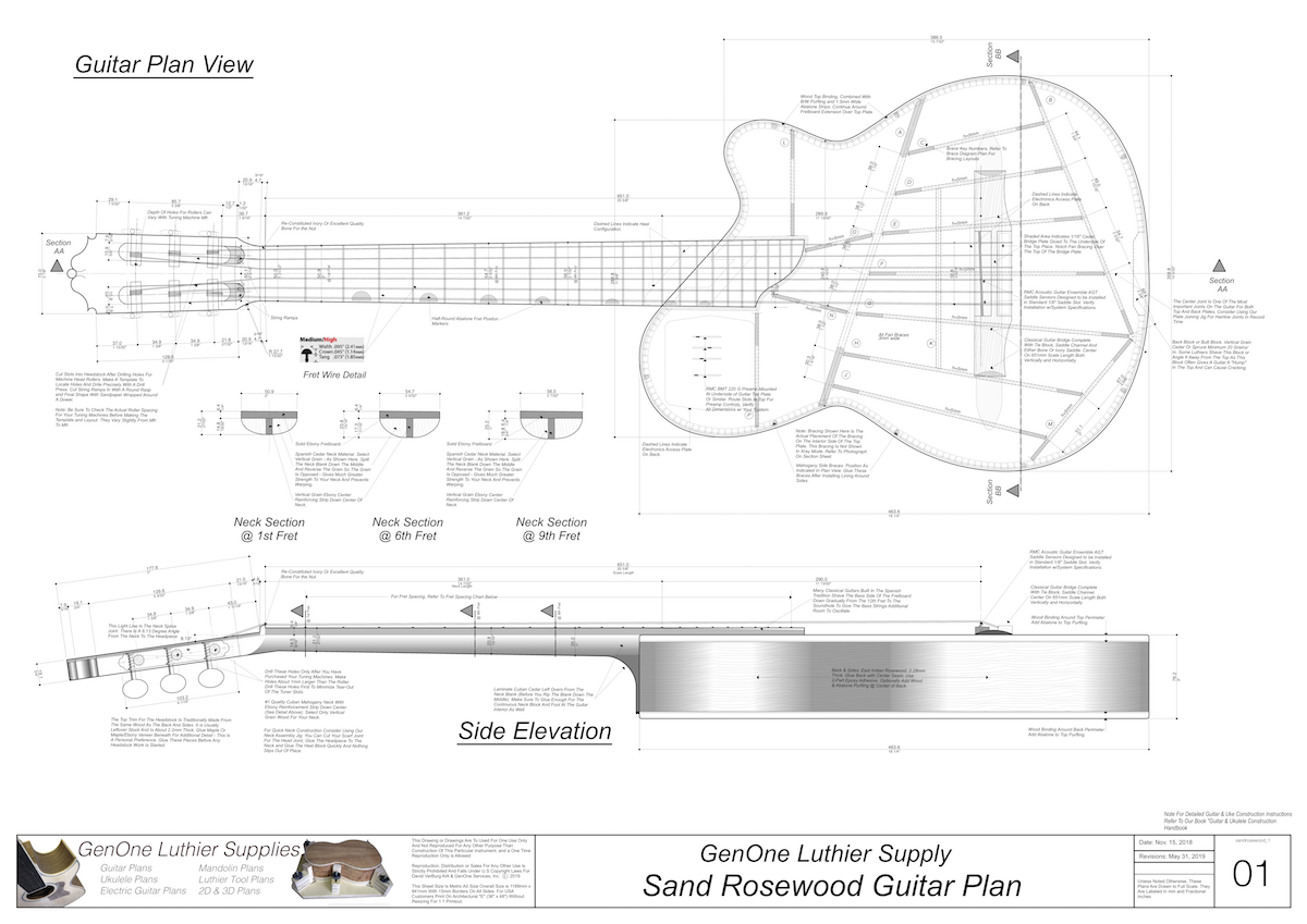 Electric Nylon Guitar Plans - Sand Rosewood