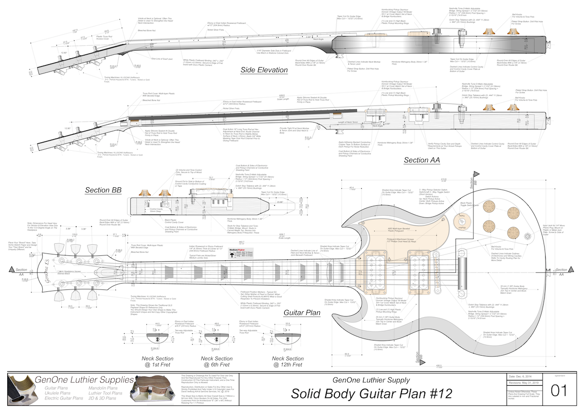 Solid Body Electric Guitar Plan #12