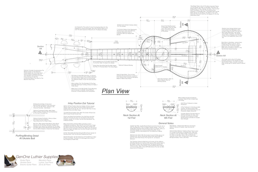 Soprano Ukulele Plans - GenOne Luthier Services