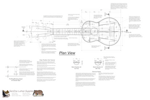 Soprano 12 Ukulele Plans Top View, Neck Sections & Purfling Details