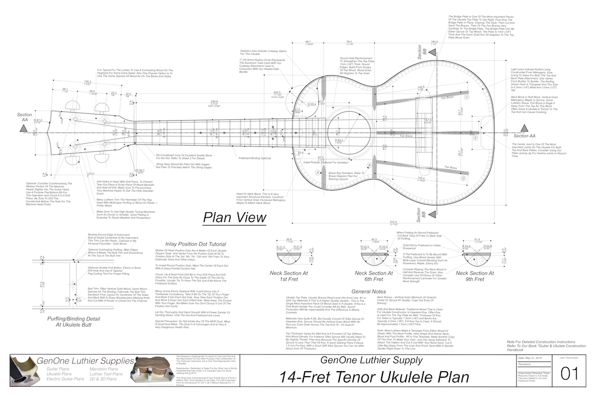 Tenor Ukulele Plans - GenOne Luthier Services