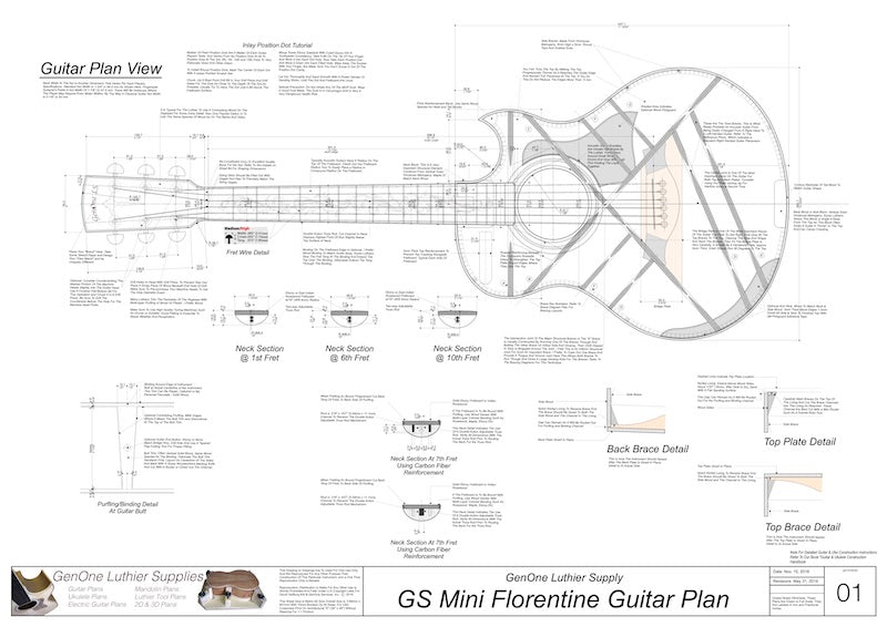 GS Mini Florentine Guitar, Plan View