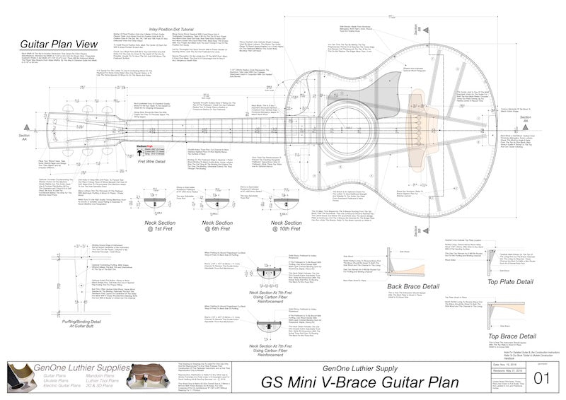 GS Mini V-Brace Guitar, Plan View