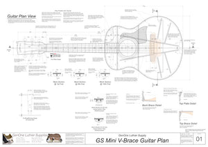 GS Mini V-Brace Guitar, Plan View