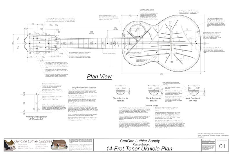 Tenor 14 Ukulele Plans - Kasha Braced