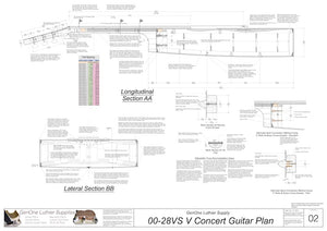 00-28vs V-Brace Guitar Plans, Section Views