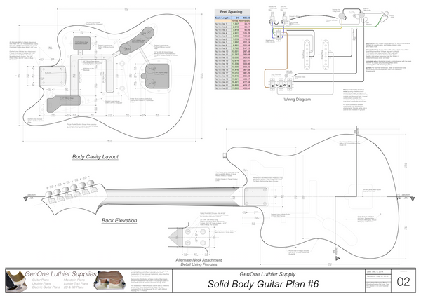 Solid Body Electric Guitar Plan #6 - GenOne Luthier Services