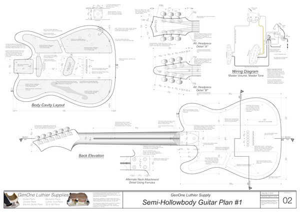 Hollow Body Electric Guitar Plan #1 - GenOne Luthier Services