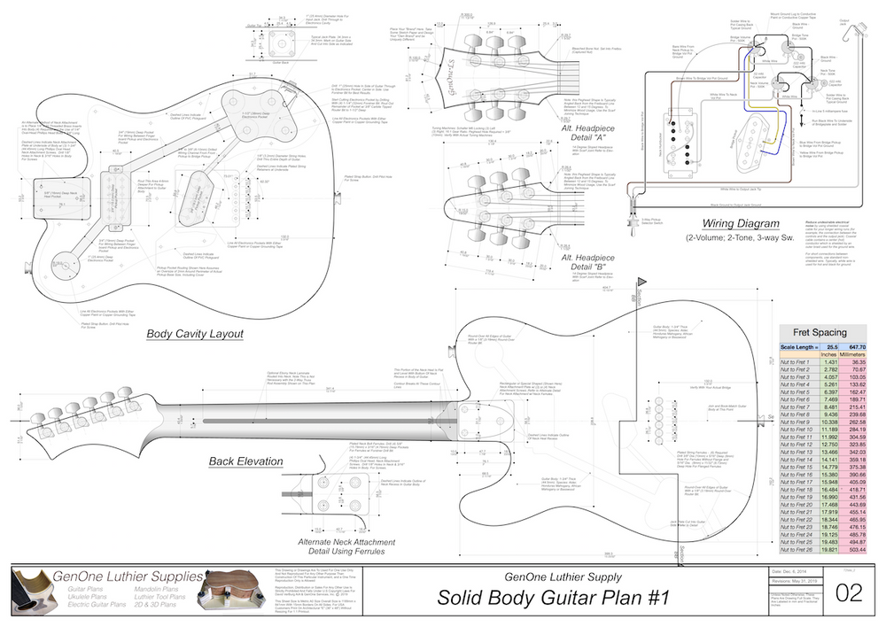 Solid Body Electric Guitar Plan #1 - GenOne Luthier Services