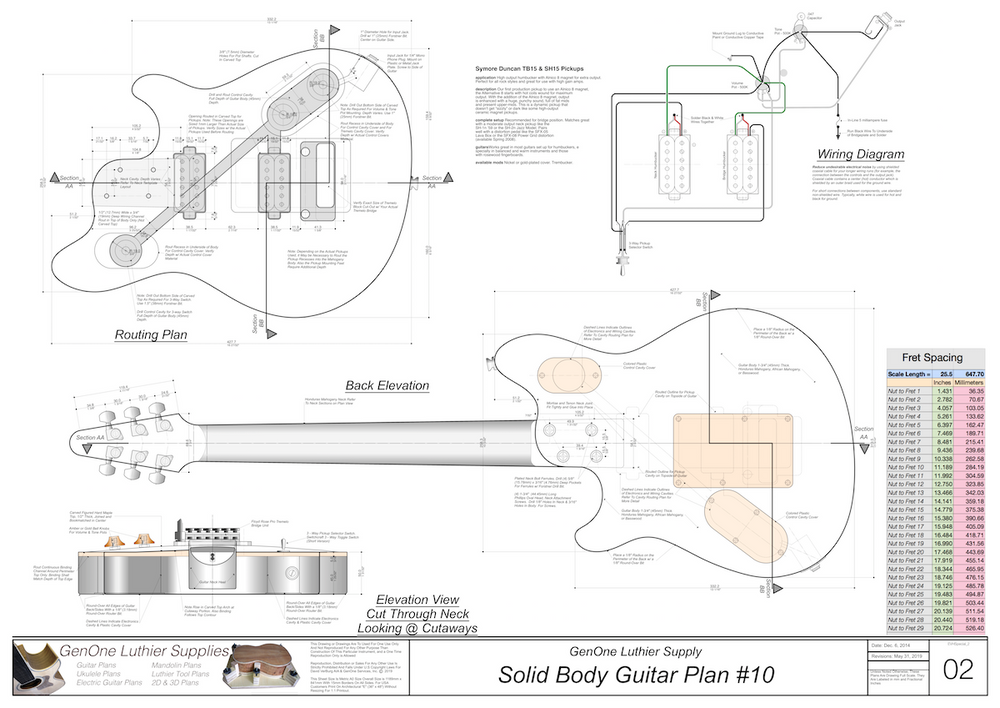 Solid Body Electric Guitar Plans - GenOne Luthier Services