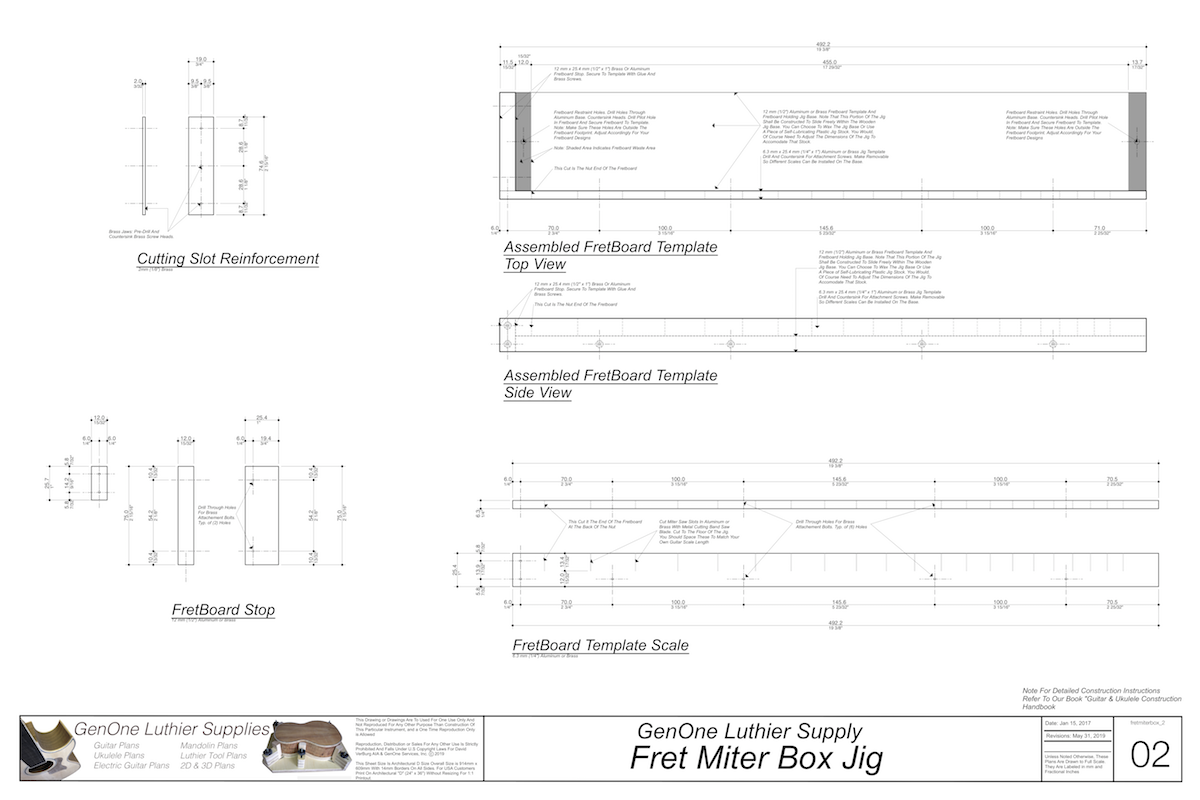 Fret Miter Box Plans Assembled Jig, Top, Side and End Views