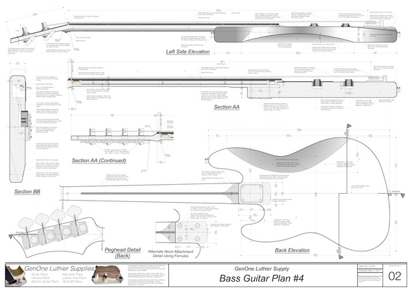 Solid Body Electric Bass Guitar Plan #4 - GenOne Luthier Services