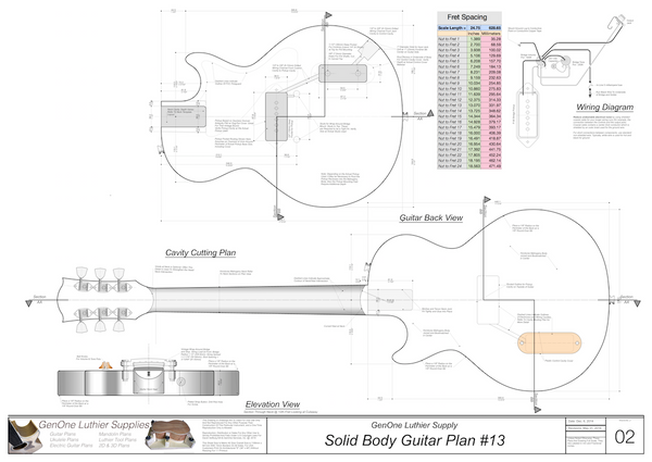 Solid Body Electric Guitar Plan #13 - GenOne Luthier Services