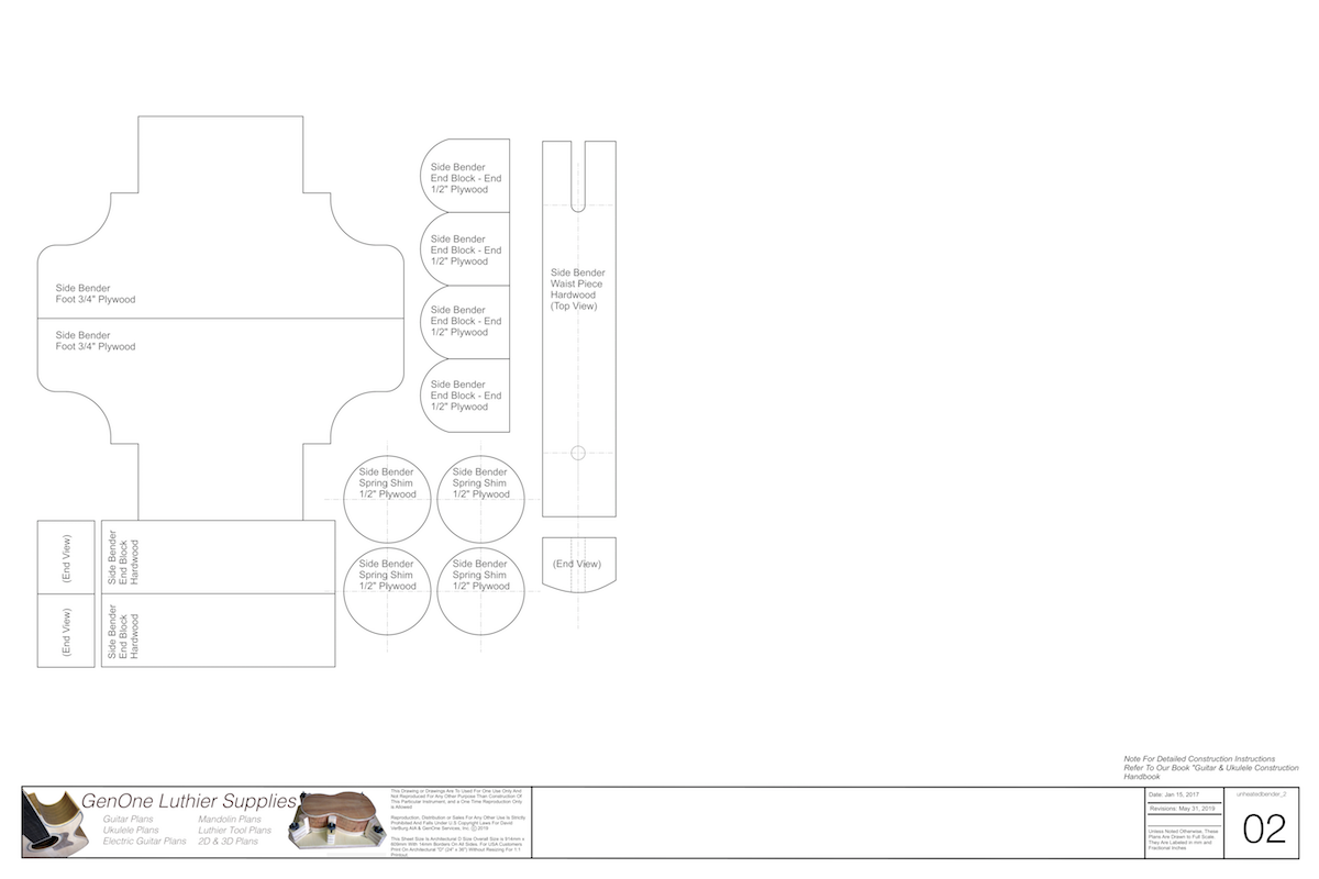 Unheated Side Bender Template Sheet