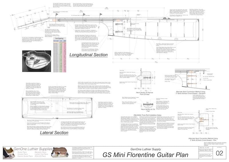 GS Mini Florentine Guitar, Plan View