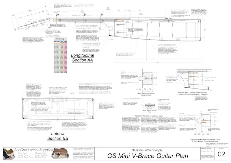 GS Mini V-Brace Guitar, Plan View