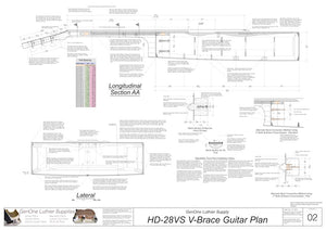 HD28vs 12-Fret V-Brace Guitar, Section Views