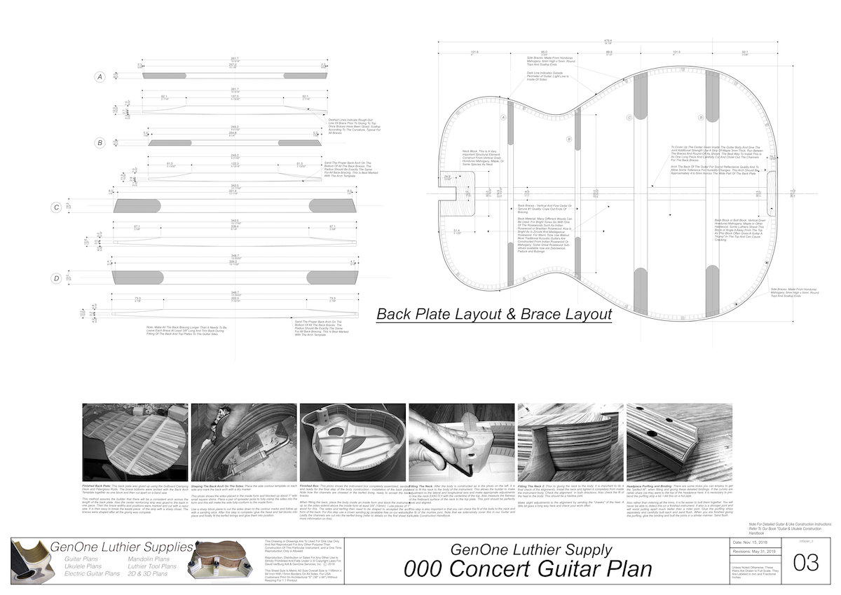 000 Guitar Plans Back Layout & Back Brace Layouts