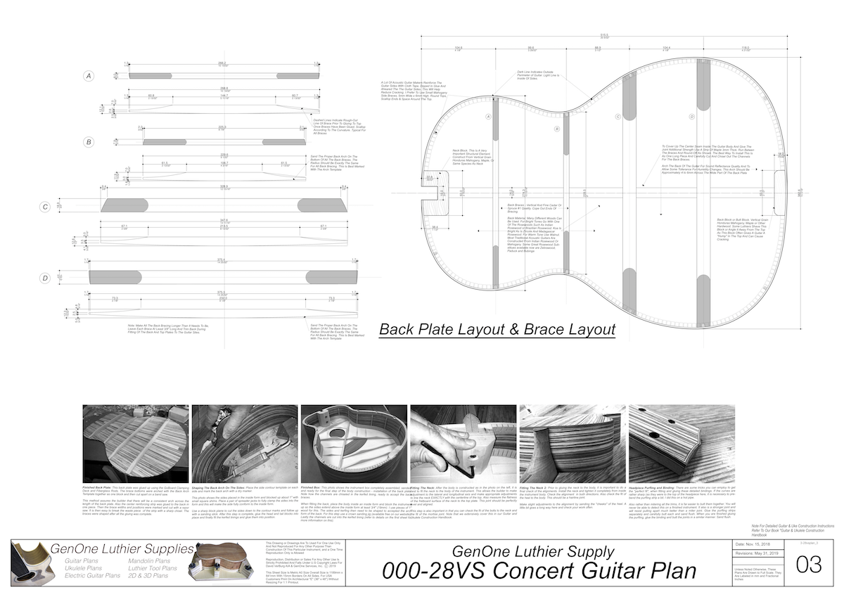 000-28vs Guitar Plans Back Layout & Back Brace Layouts