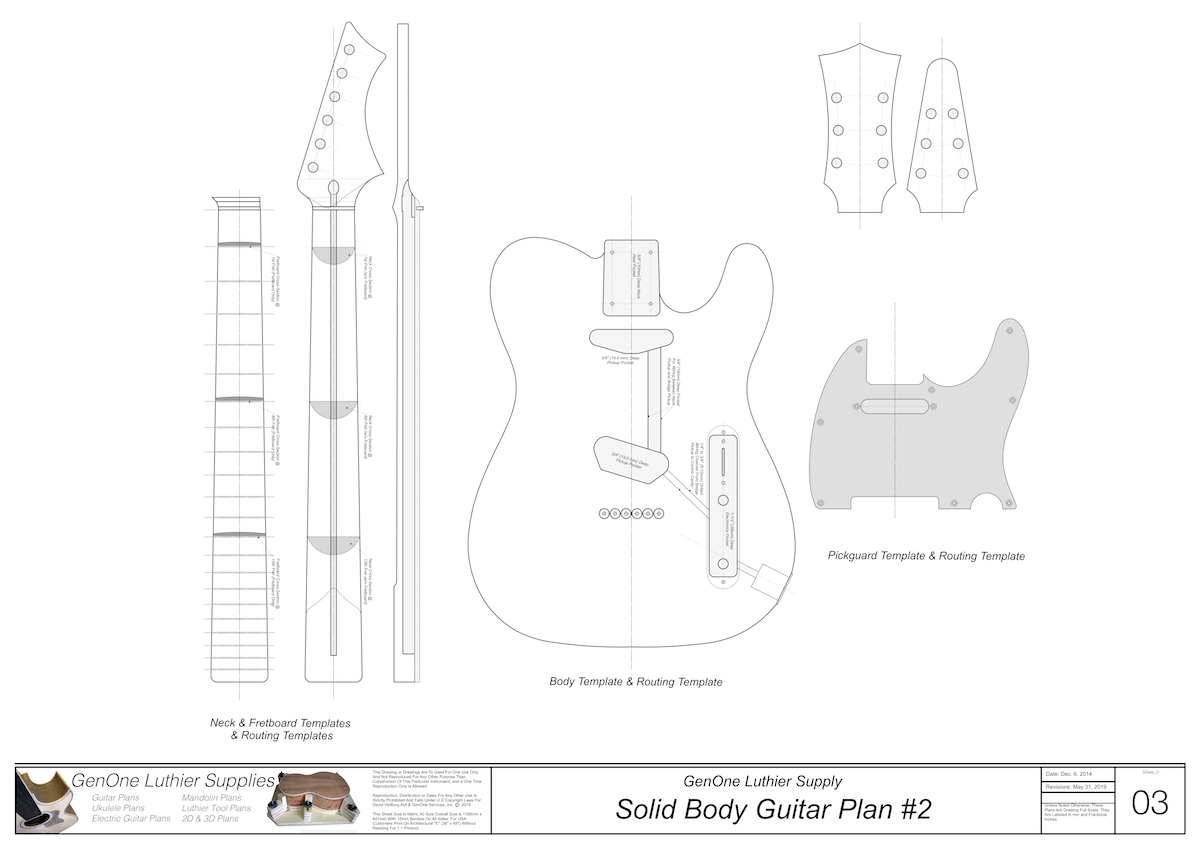 Solid Body Electric Guitar Plan 2 GenOne Luthier Services