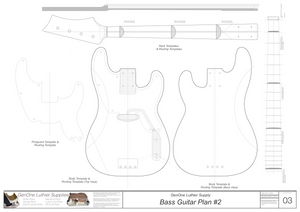 Solid Body Electric Bass Guitar Plan #2 template set
