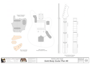 Solid Body Electric Guitar Plan #6 Guitar Template Sheet