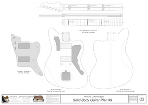 Solid Body Electric Guitar Plan #9 Guitar Template Sheet