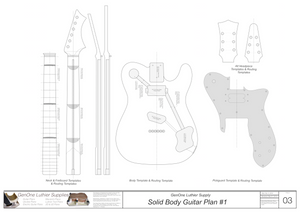 Solid Body Electric Guitar Plan #1 Guitar Template Sheet