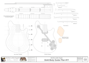 Solid Body Electric Guitar Plan #11 Guitar Template Sheet
