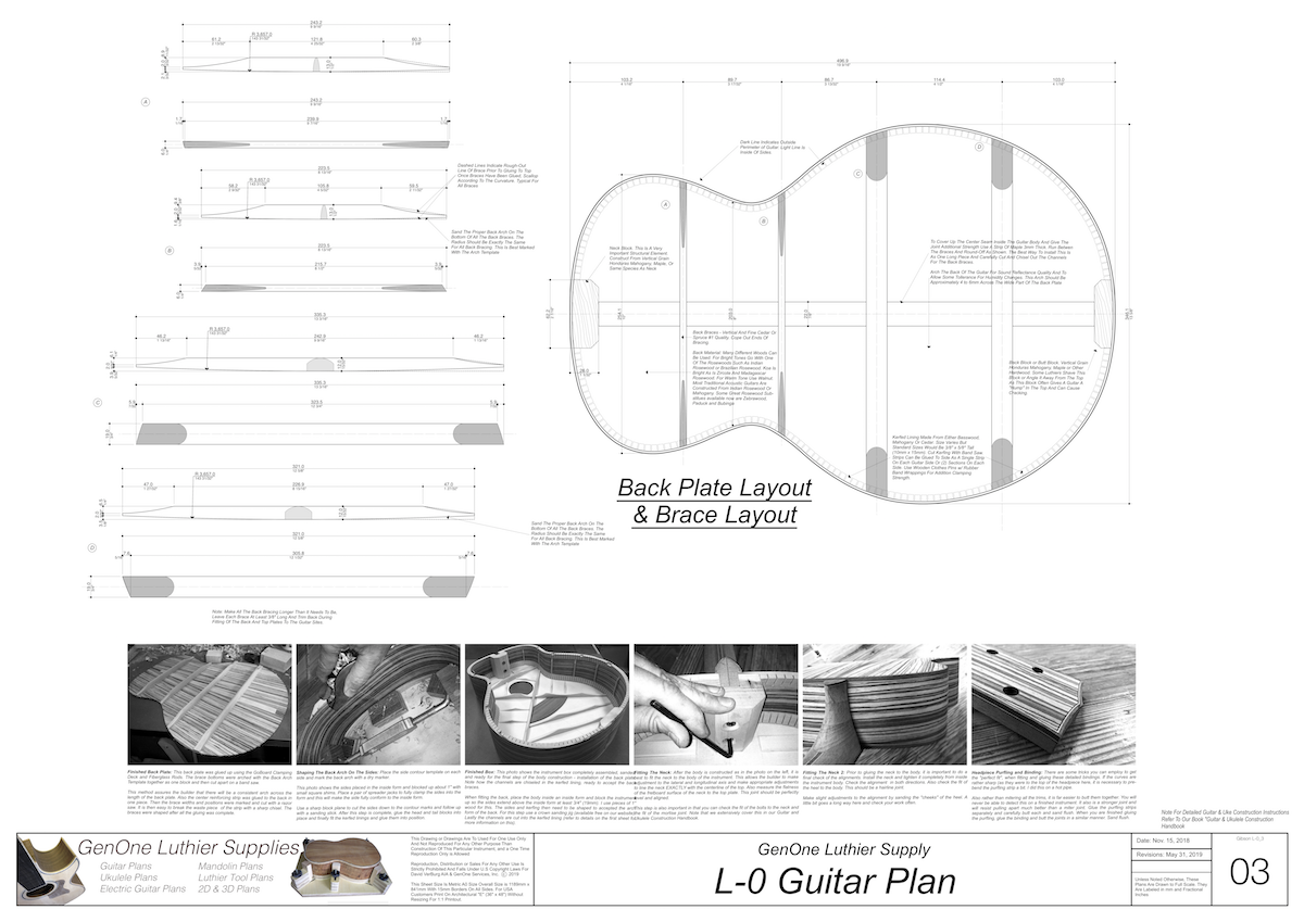 Gibson L-0 Guitar Plans Back Layout & Back Brace Layouts