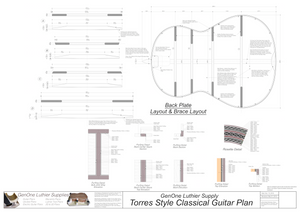 Classical Guitar Plans - Torres Bracing Back Layout & Back Brace Layouts