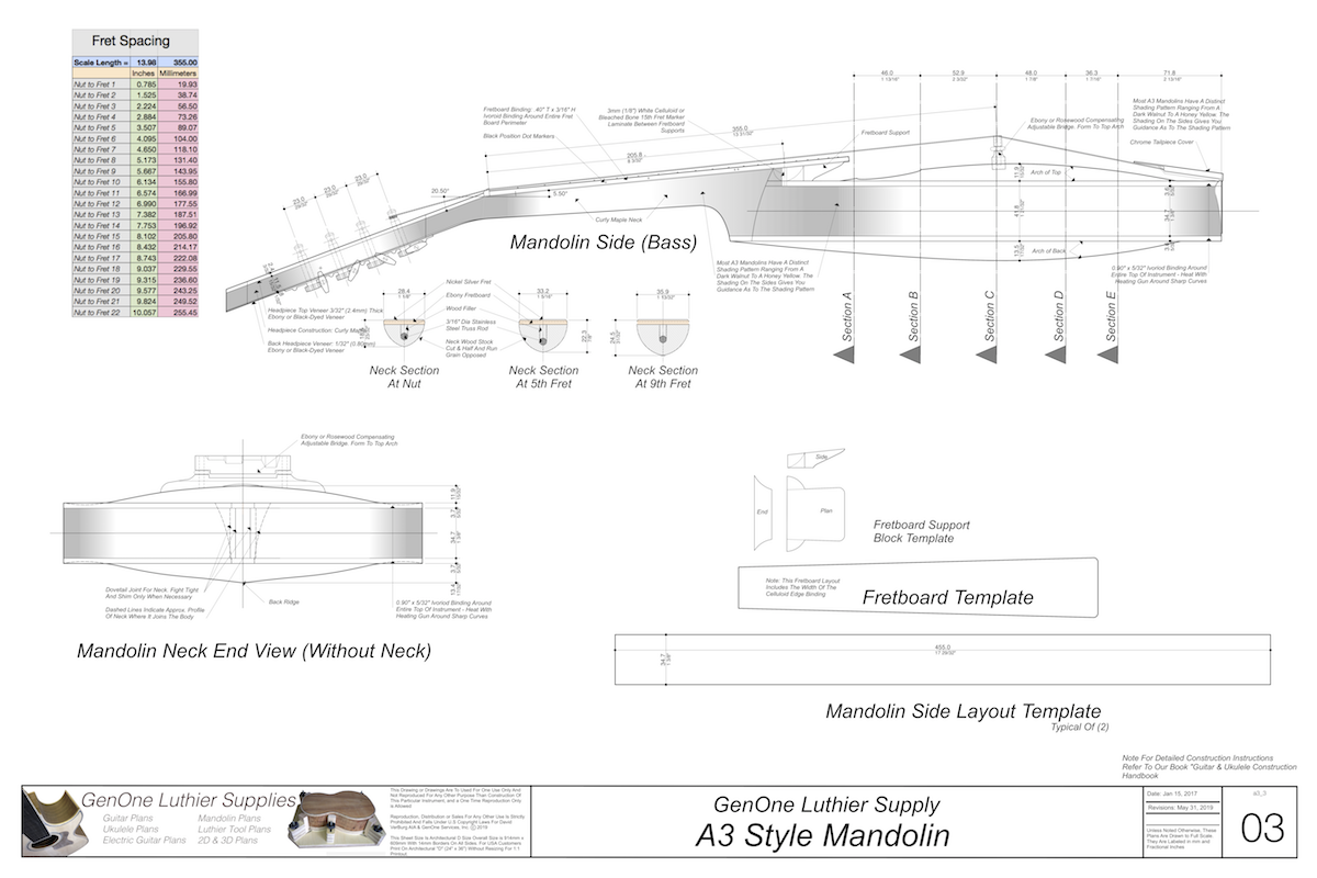 A3 Mandolin Plans GenOne Luthier Services