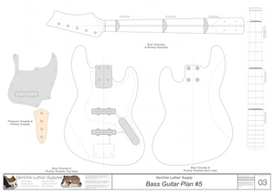Solid Body Electric Bass Guitar Plan #5 Template sheet
