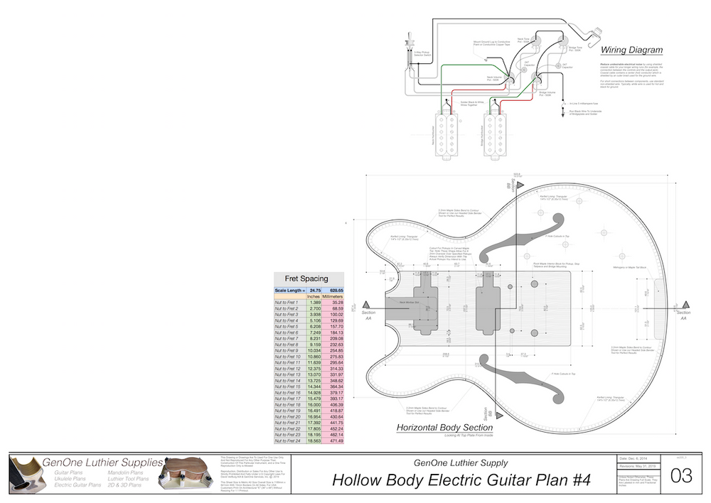 Hollow Body Electric Guitar Plan #4 - GenOne Luthier Services