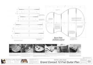 Grand Concert 12-Fret Guitar Plans Back Layout & Back Brace Layouts