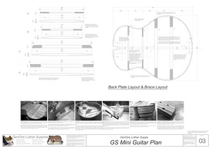 GS Mini Guitar Plans Back Layout & Back Brace Layouts