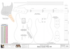 Solid Body Electric Bass Guitar Plan #4 template set