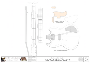 Solid Body Electric Guitar Plan #12 Guitar Template Sheet
