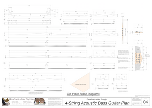 4-String Acoustic Bass Guitar Plans top brace diagrams, bridge details
