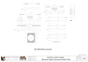Classical Guitar Plans - Bouchet Bracing Top Brace Layouts