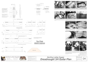 Dreadnought 3/4 Guitar Plans Top Brace Layouts
