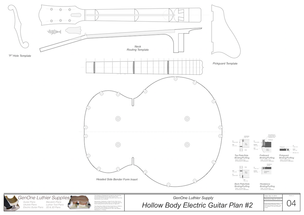 Hollow Body Electric Guitar Plan #2 - GenOne Luthier Services